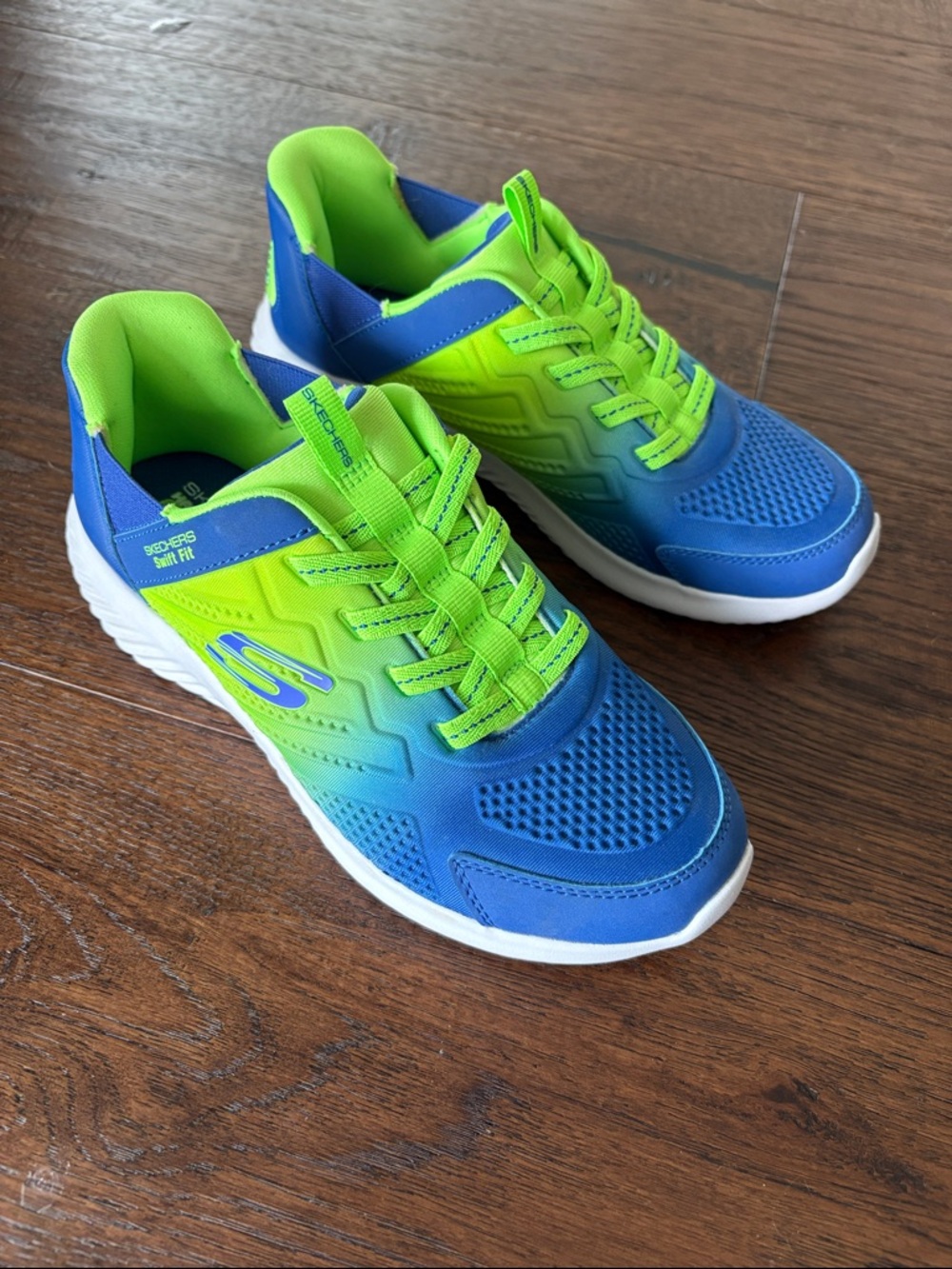 Skechers Neon Green and Blue Kids' Athletic Shoes - Size 3